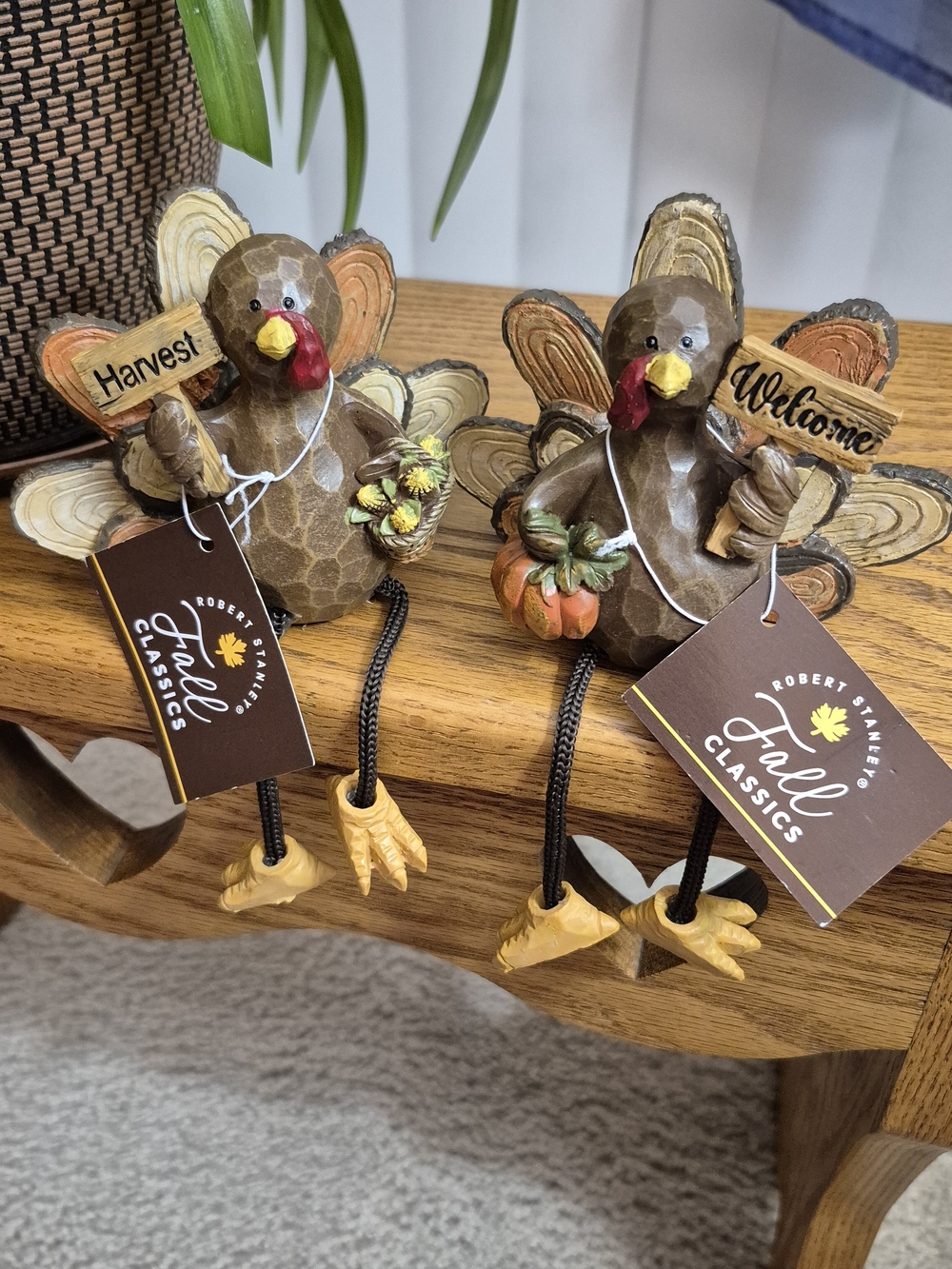 Fall Harvest Turkey Shelf Sitters - Brown & Orange